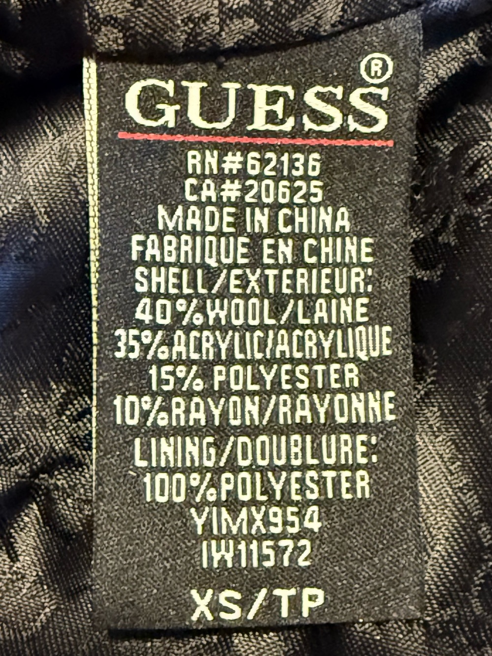 GUESS Black Wool Blend Coat XS Gold Shimmer Sparkle Moto Trench Belted Zip - Picture 6 of 14